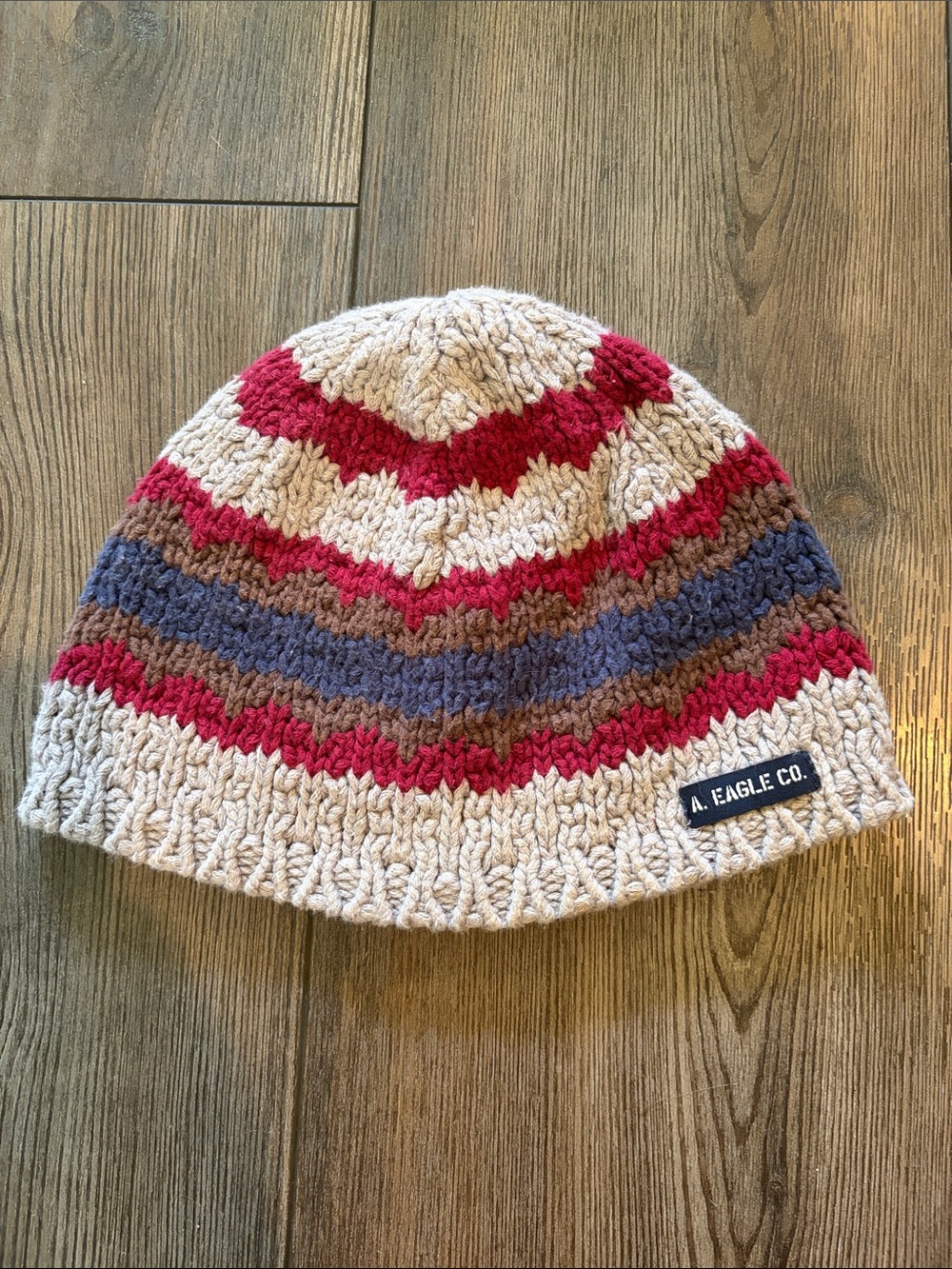 American eagle Striped Knit Beanie - Cream, Red, Blue, Brown